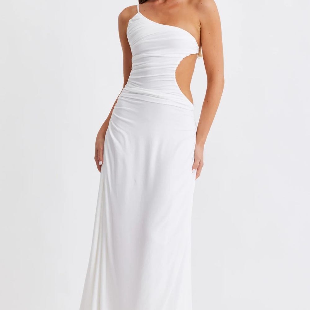 SNDYS Monaco White One-Shoulder Dress